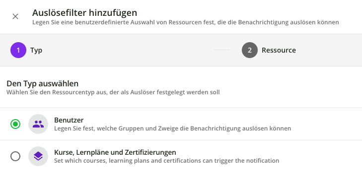 Auslösefilter hinzufügen
