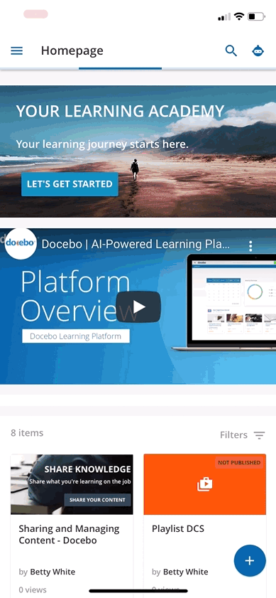 All Channels Page on Mobile