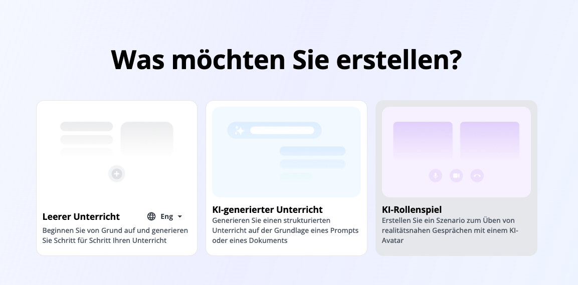 Hauptseite von Creator