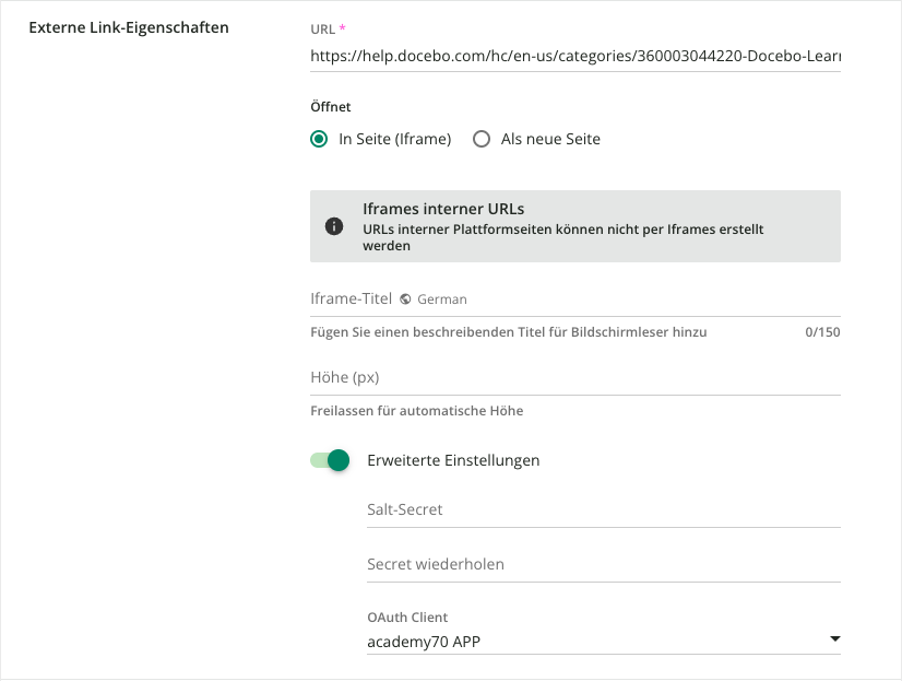 iframe-Eigenschaften