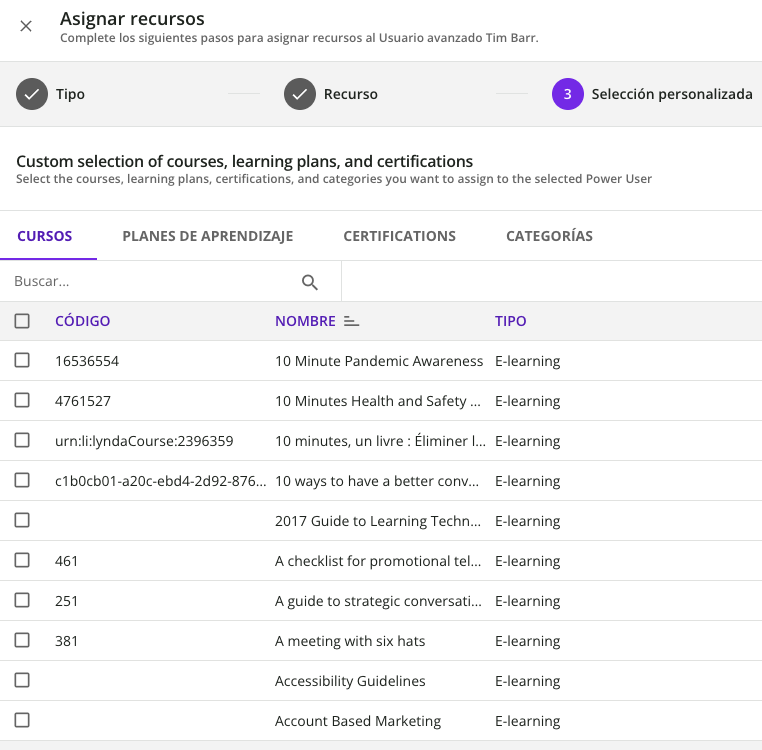 Asignación de recursos personalizados