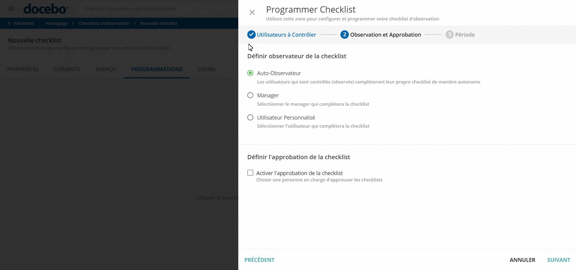 Observateur de la checklist
