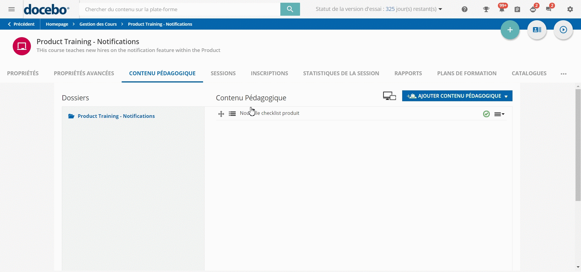 Modifier les détails de la checklist importée