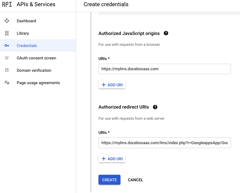 Finalilzing the credentials creation process