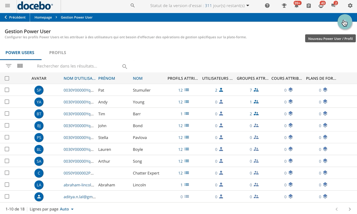 Creer un profil Power User