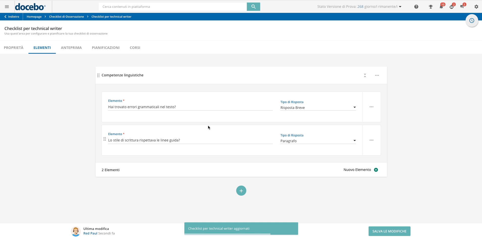 Visualizzare l Anteprima della Propria Checklist di Osservazione