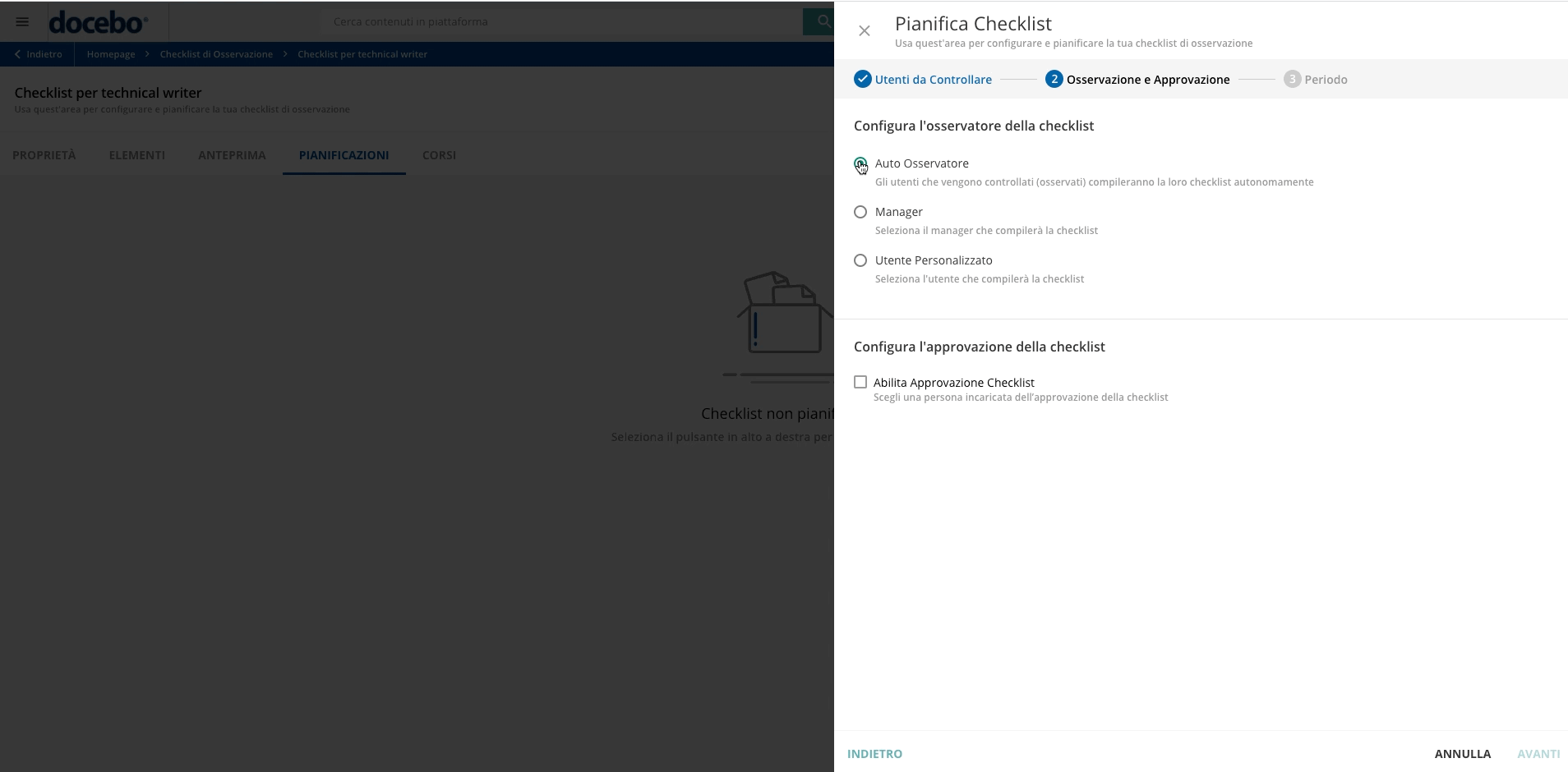 Approvazione della Checklist