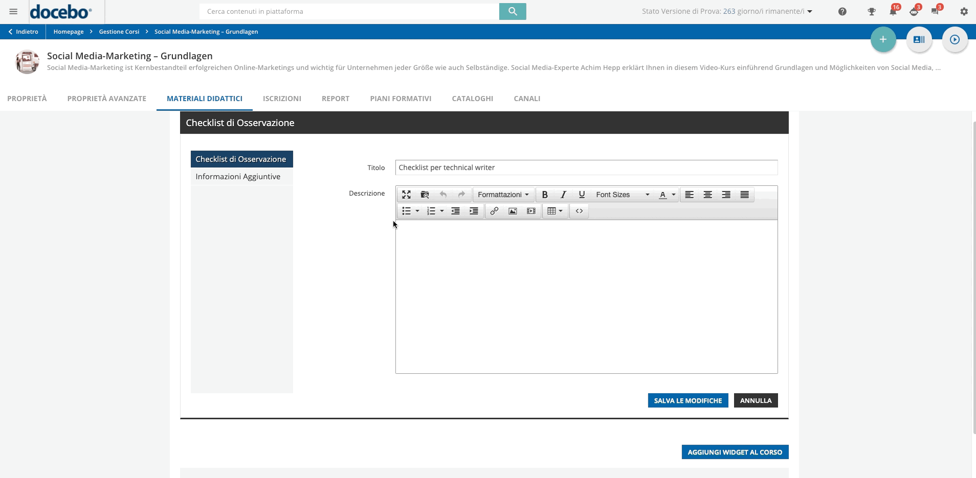 Importare le_ checklist di osservazione come materiale didattico