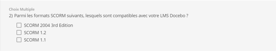 Type de question a choix multiple