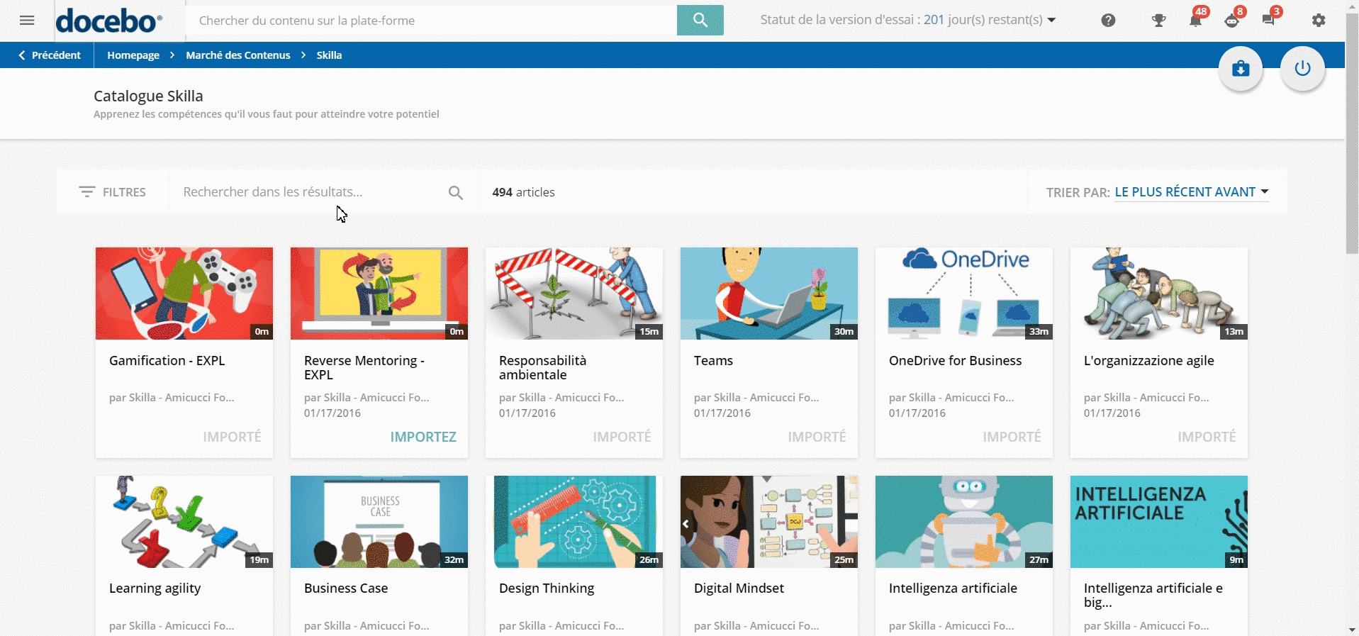 Explore le contenu de la bibliothèque Skilla