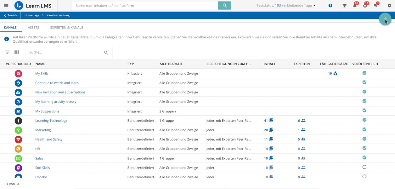 Erstellen von Kanälen
