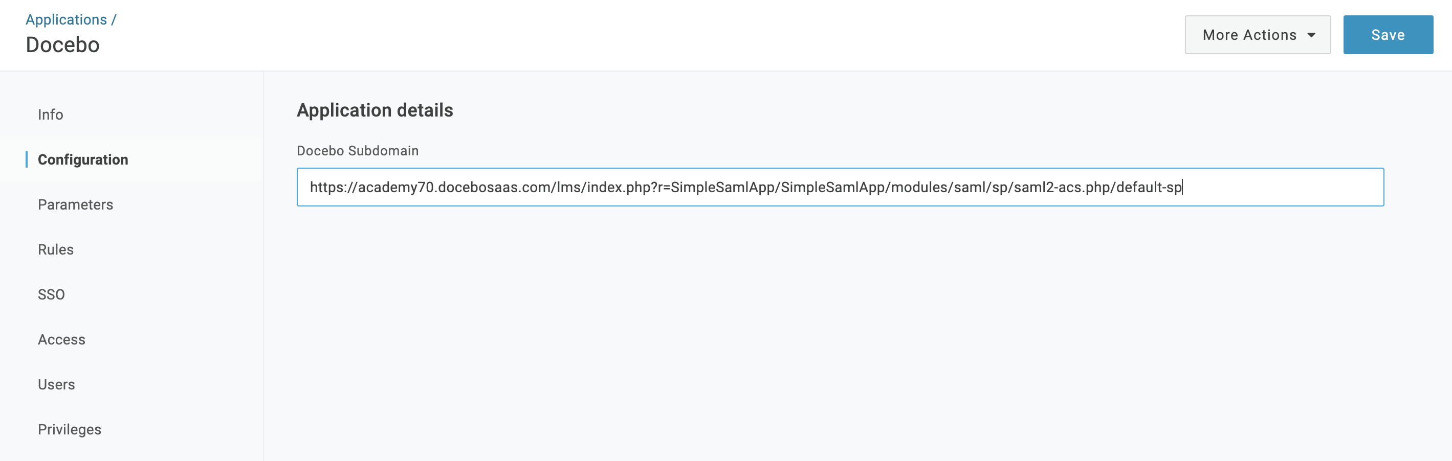 Configuration screen