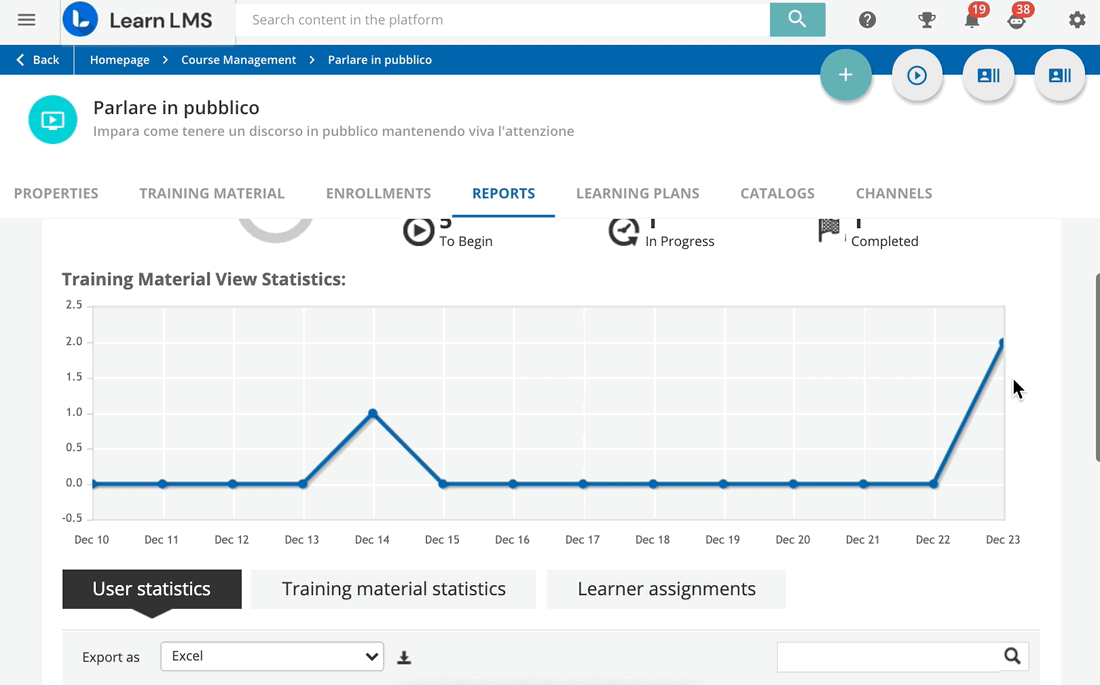 Resetting the completion of a training material