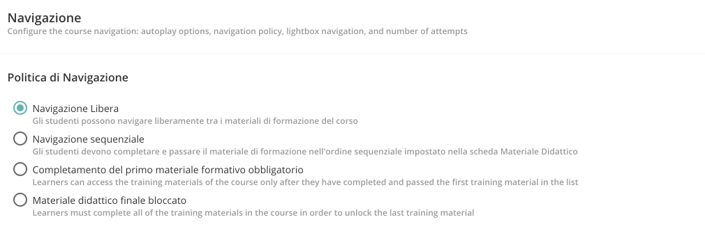 Opzioni di Navigazione