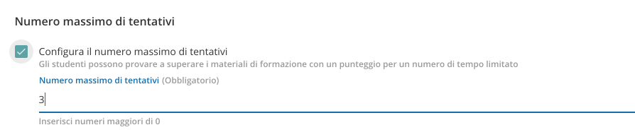 Configurazione del numero di tentativi