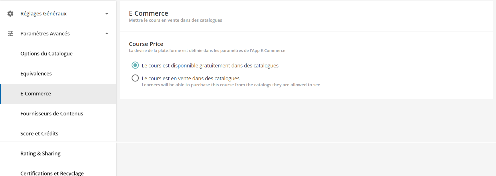 Onglet e-commerce