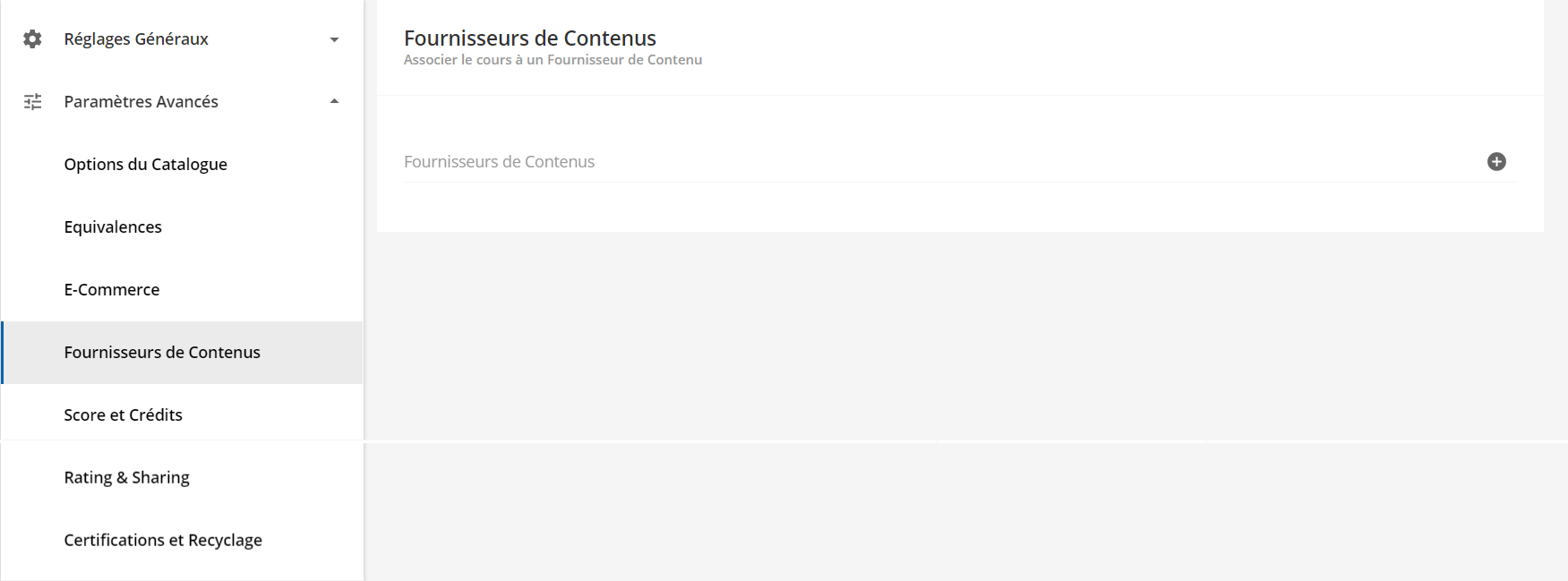 Onglet fournisseurs de_ contenu