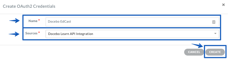 Providing a unique name for the credentials as well as a source
