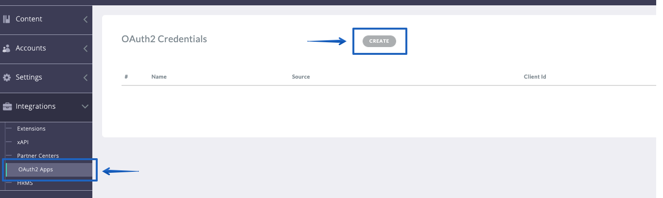 Pressing the Create button to bring up the Create OAuth2 Credentials window