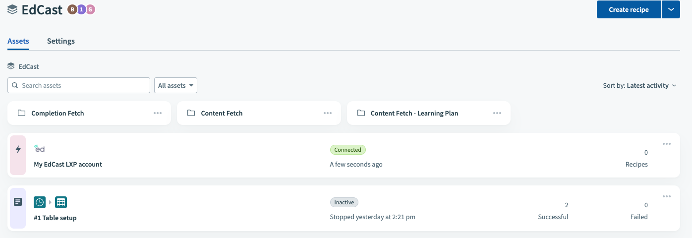 The EdCast connector is now active