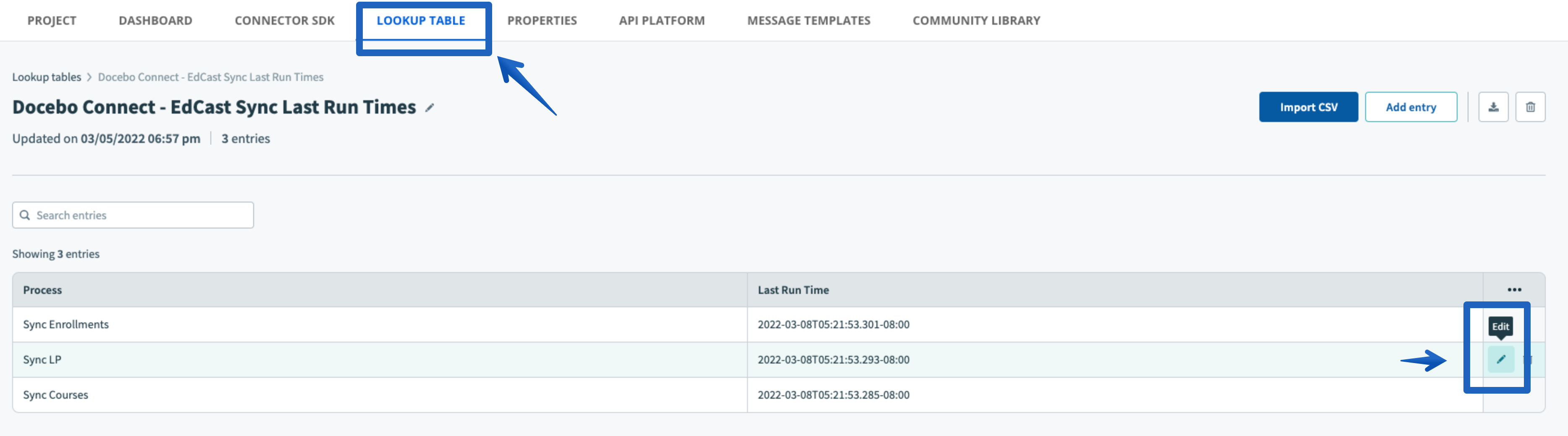 Locating the lookup table and editing a record