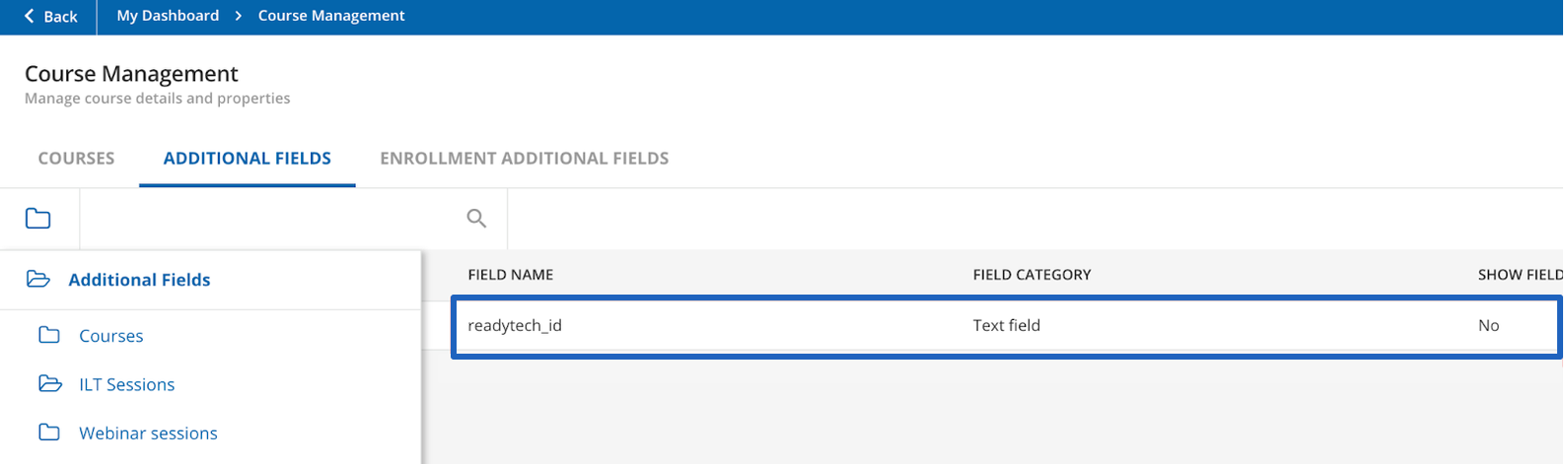 Adding the readytech_id text field
