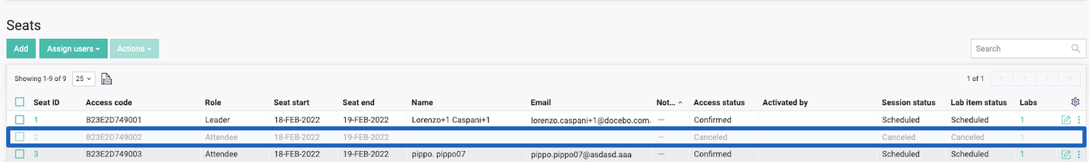 A canceled event in ReadyTech