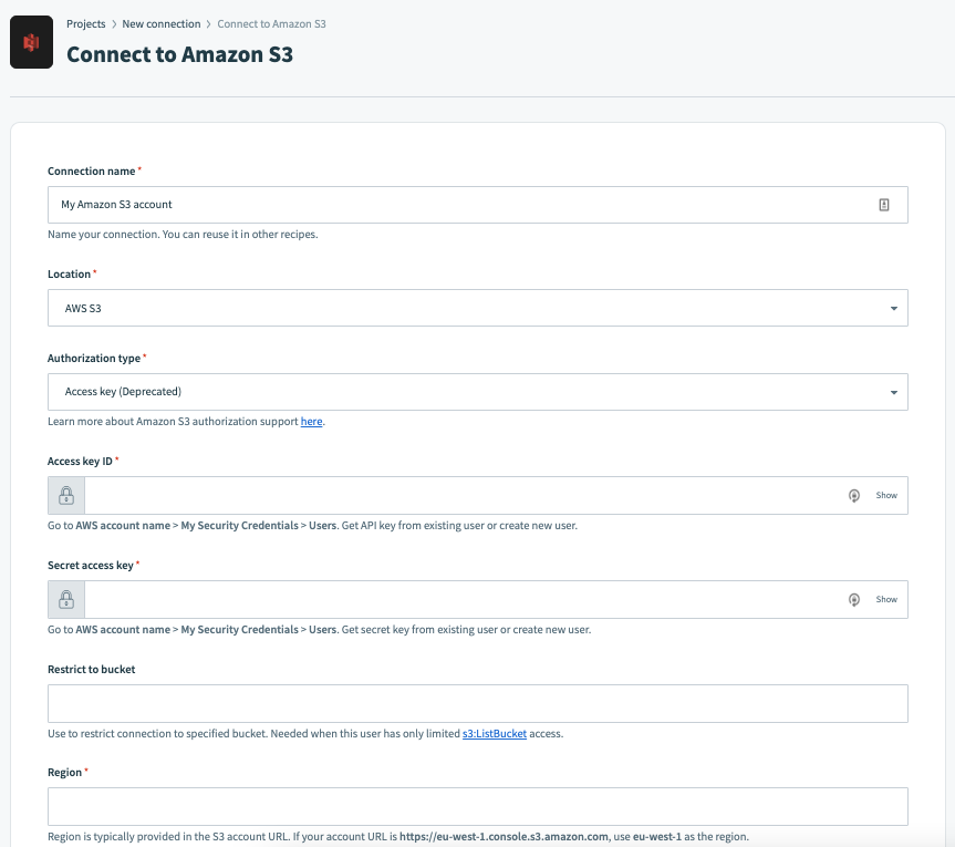 Configuring the Amazon S3 Connector