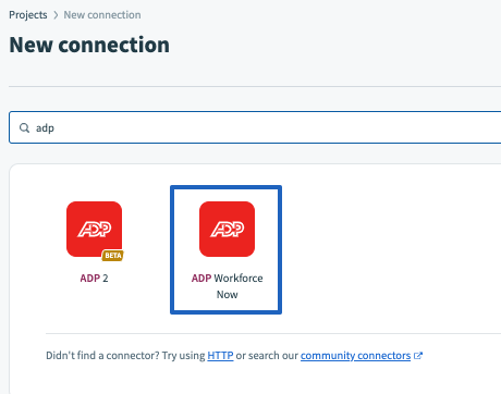 Locating the ADP Workforce Now connector