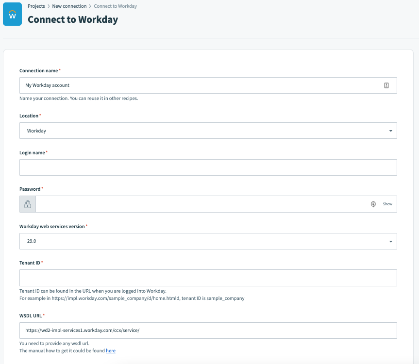 Configuring the workday connector