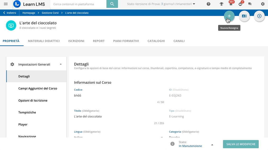 Assegnare il corso a un piano formativo.