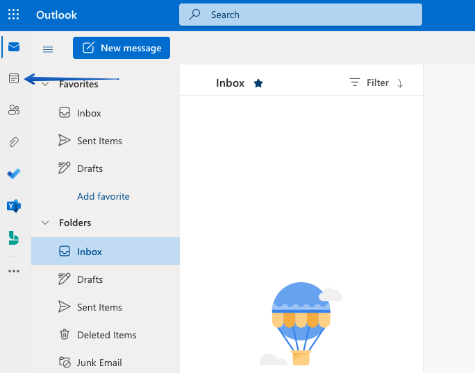 How to switch to the calendar in Microsoft Outlook 365