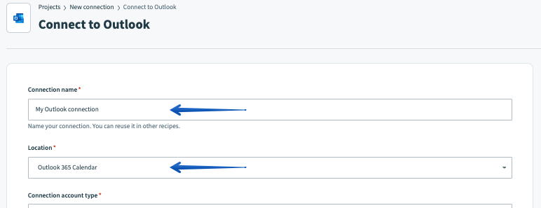 The Outlook connector configuration options