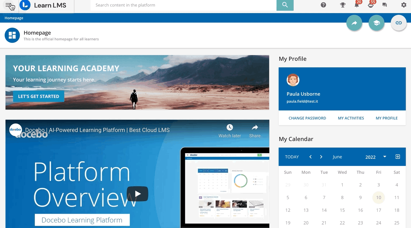 My Activities - Main Page