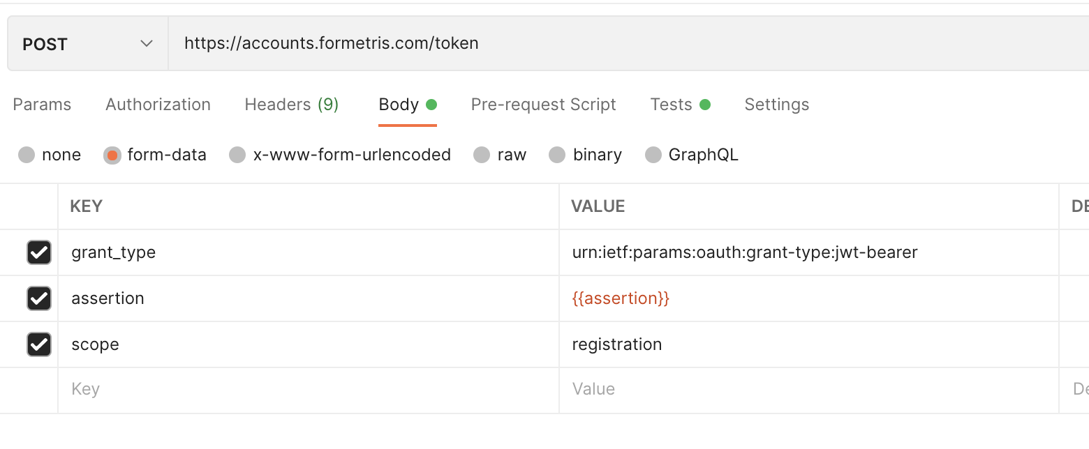 The response information in Postman