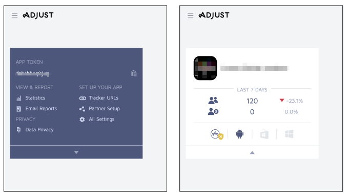 Tableau de bord Adjust