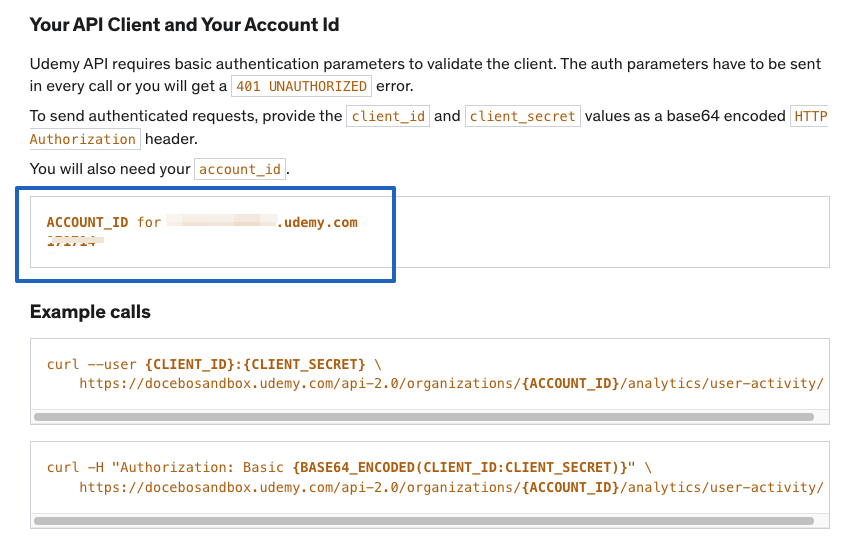 Image showing the API Account ID location in the page