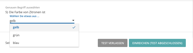 Genauen Begriff auswählen-Fragetyp