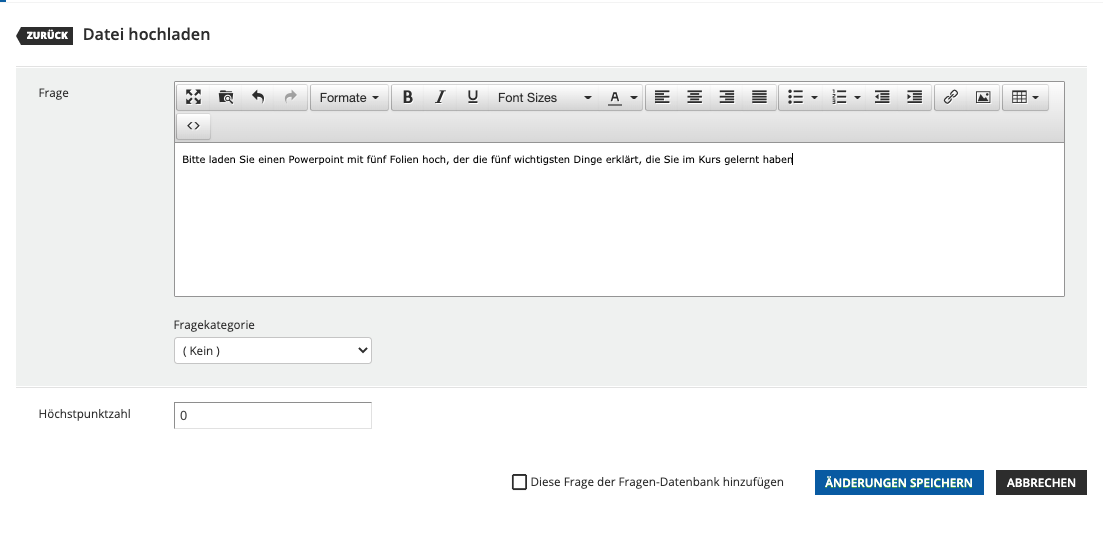 Datei hochladen-Fragetyp