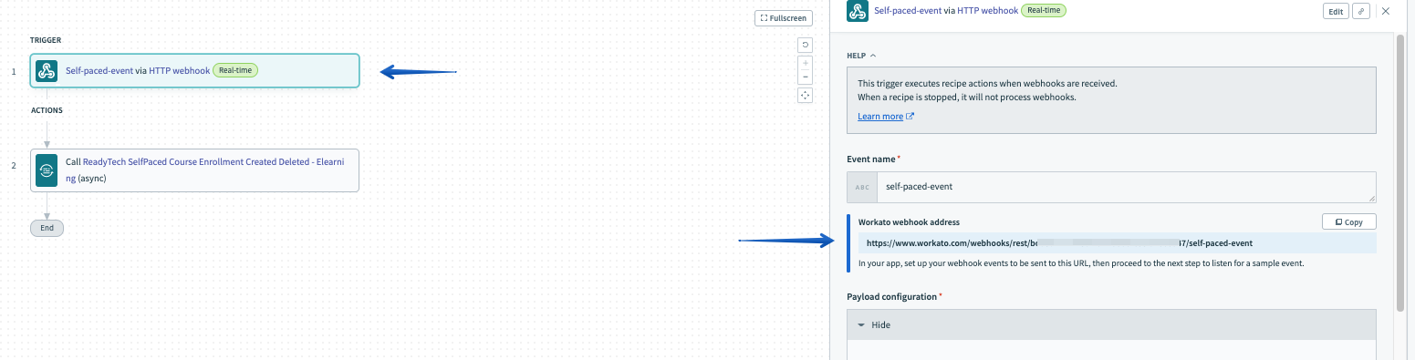 Displaying the webhook URL in the recipe