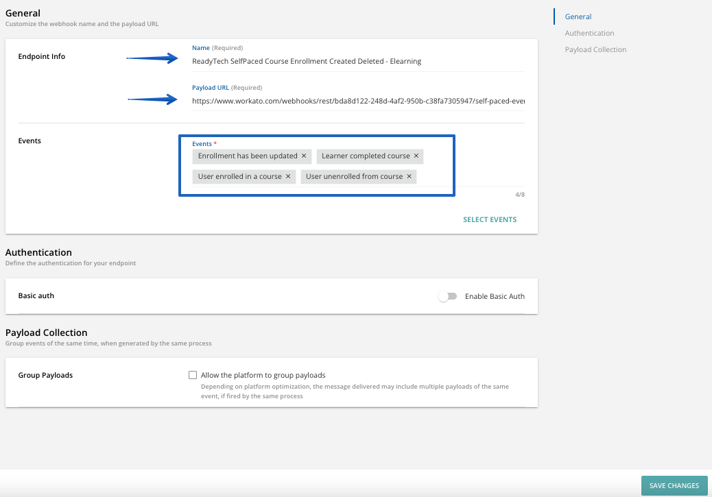 Creating the ReadyTech SelfPaced webhook