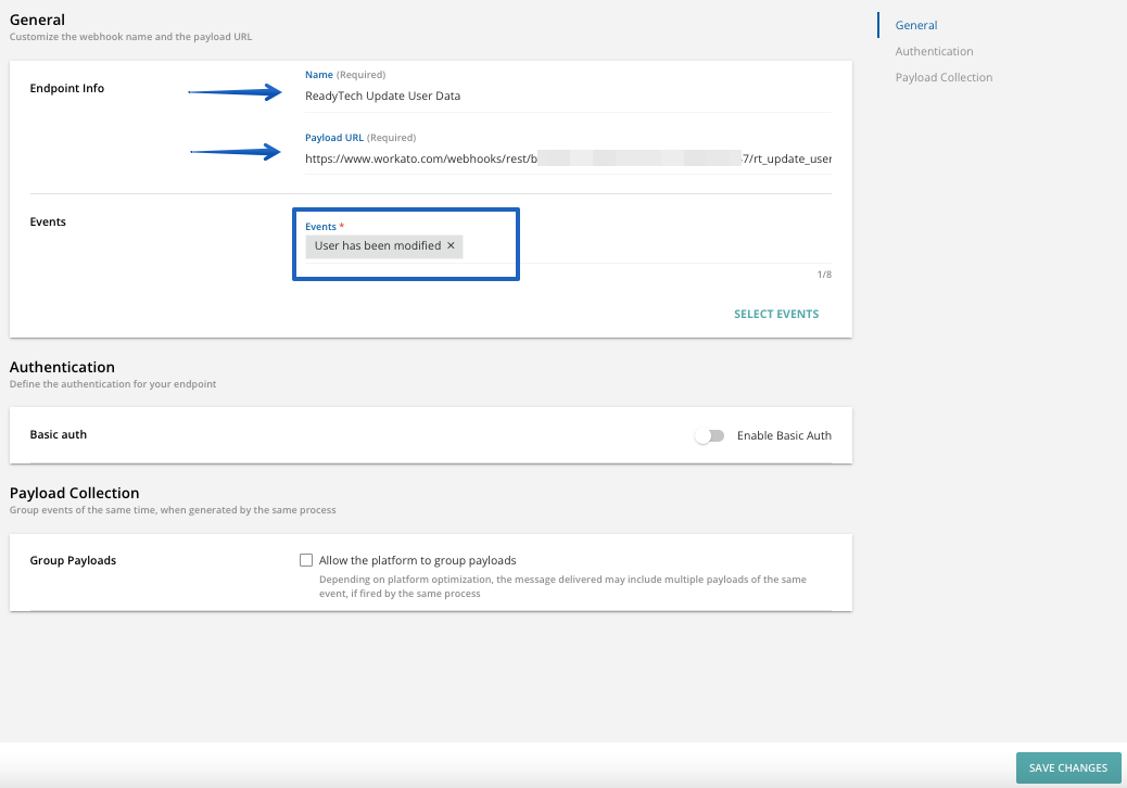 Creating the ReadyTech Update User Data webhook