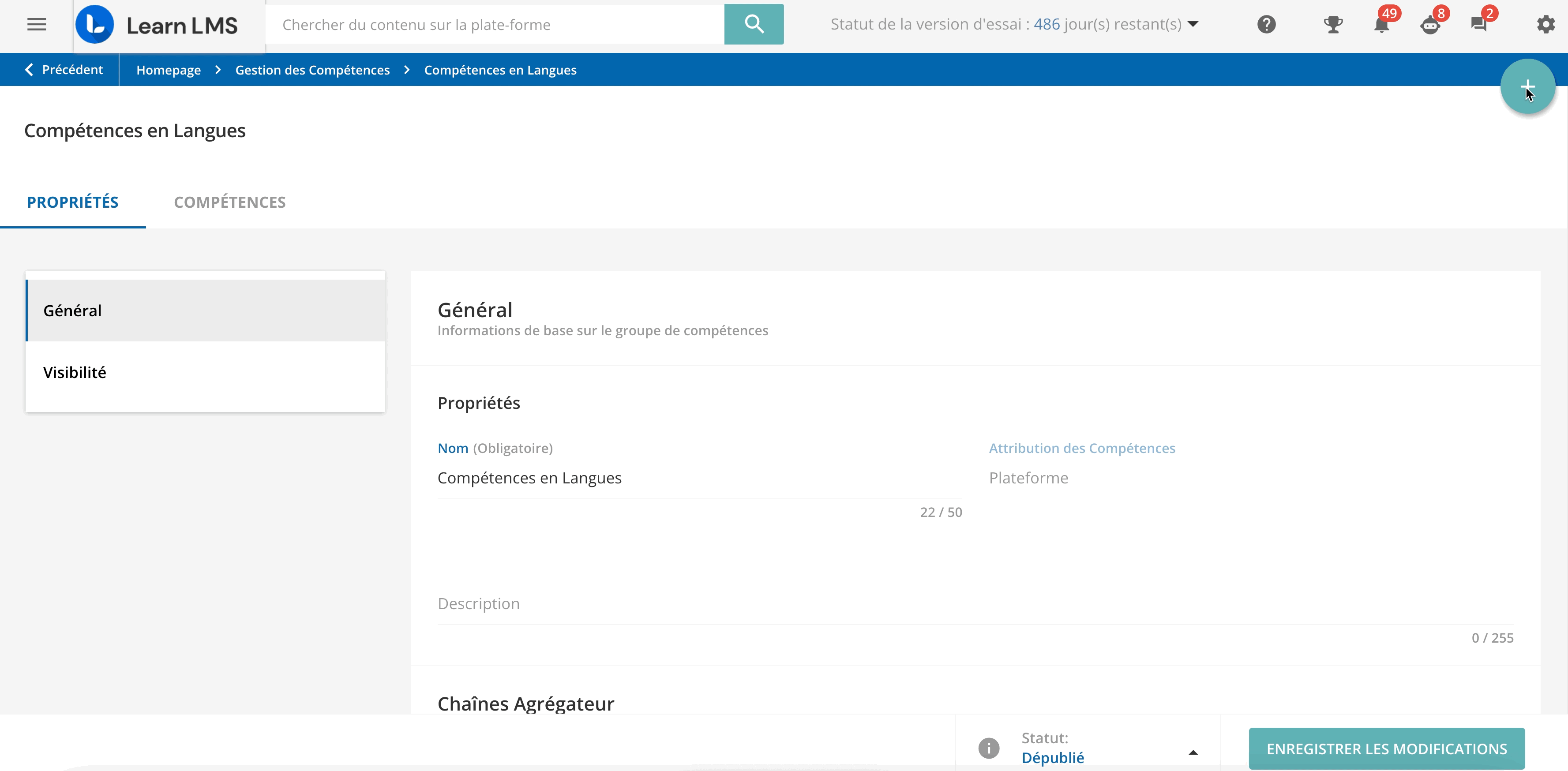 Ajouter une compétence à un catalogue