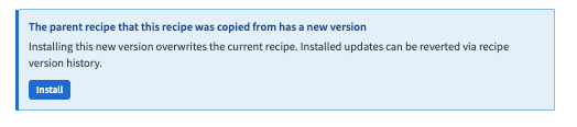 The notification that the parent recipe has a new version