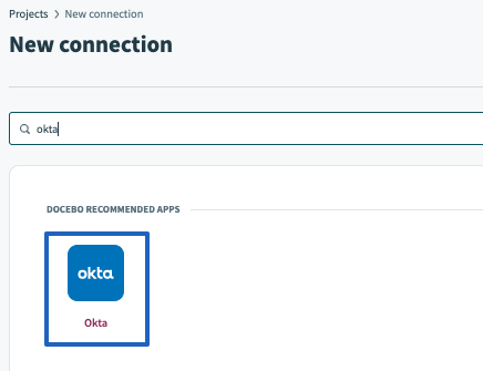 Image showing the search bar and Okta connector in the search result
