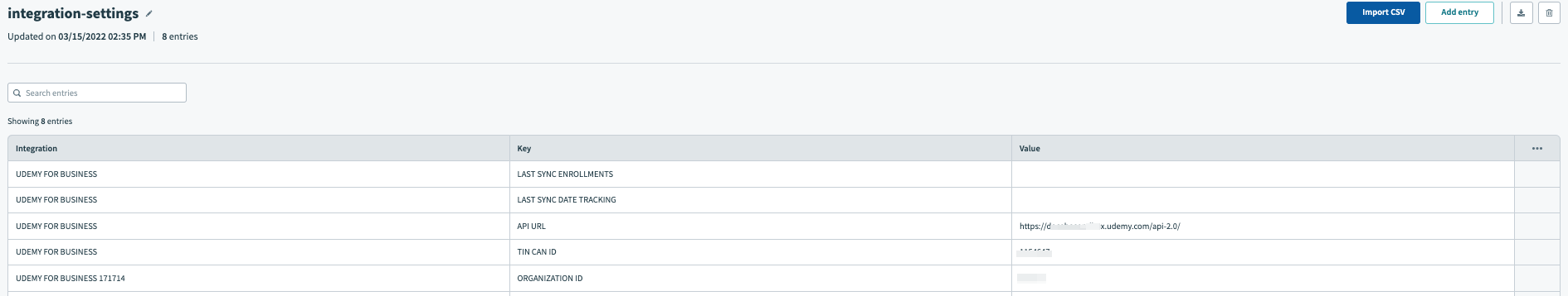 Image showing the populated lookup table in Docebo Connect