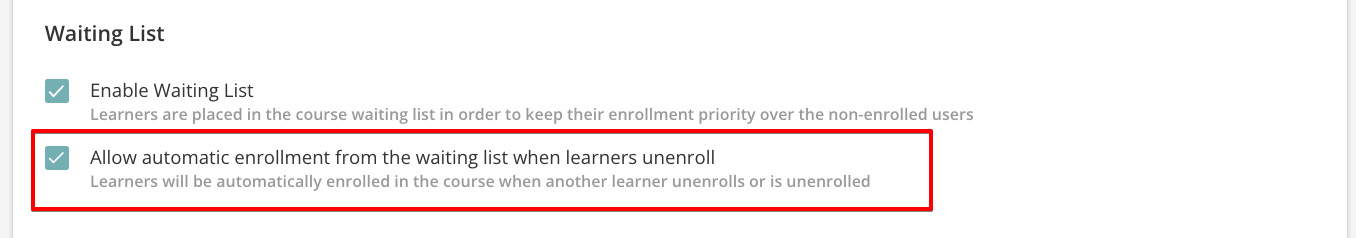 Automatic enrollment from waiting list