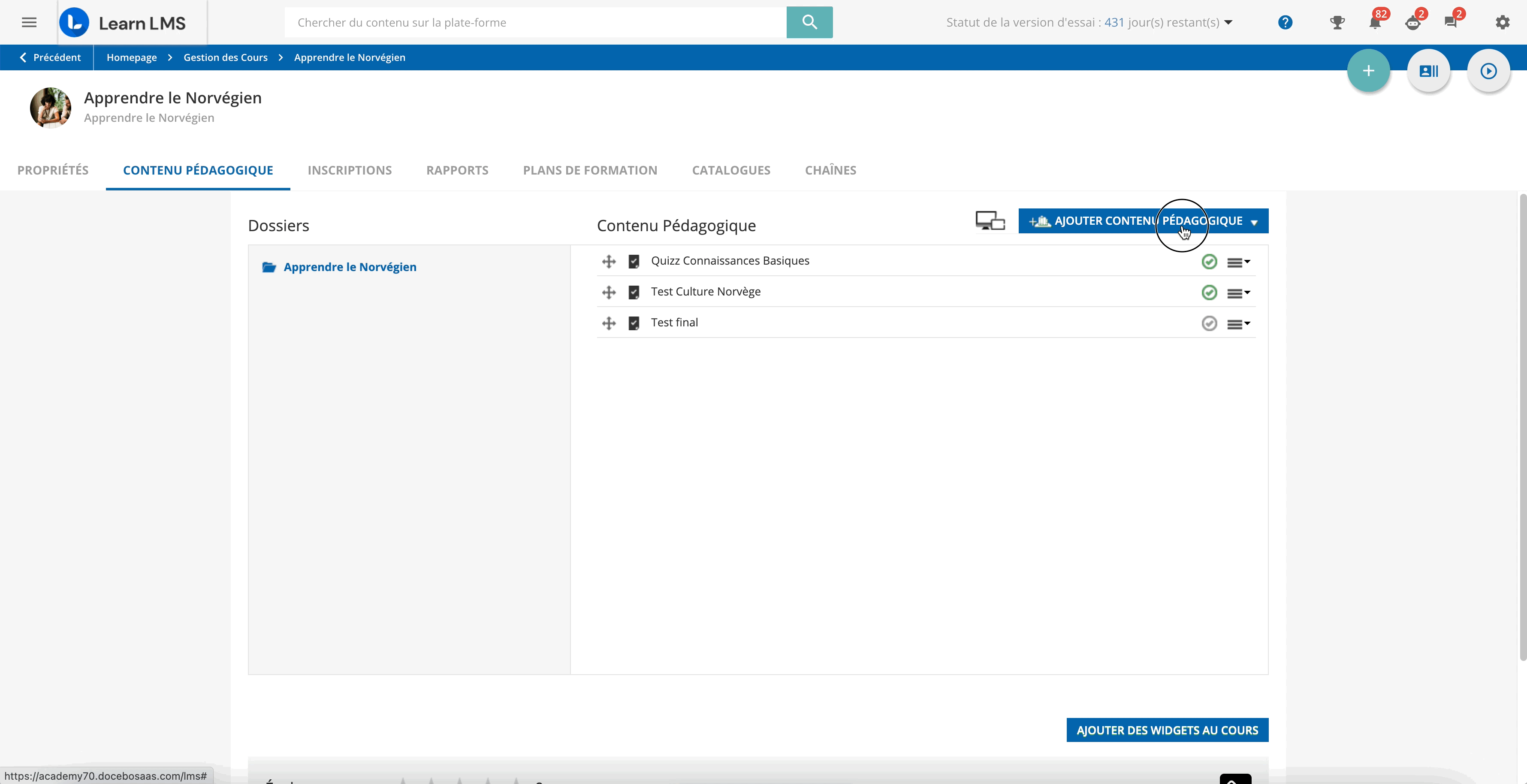 "Téléverser des fichiers dans des cours e-learning