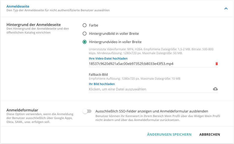 Anpassen der Anmeldeseite