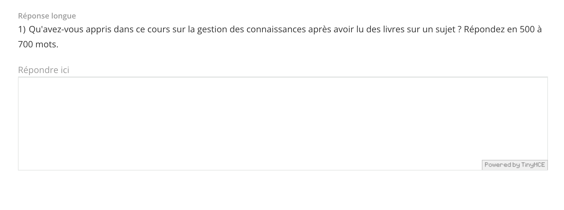 question réponse longue
